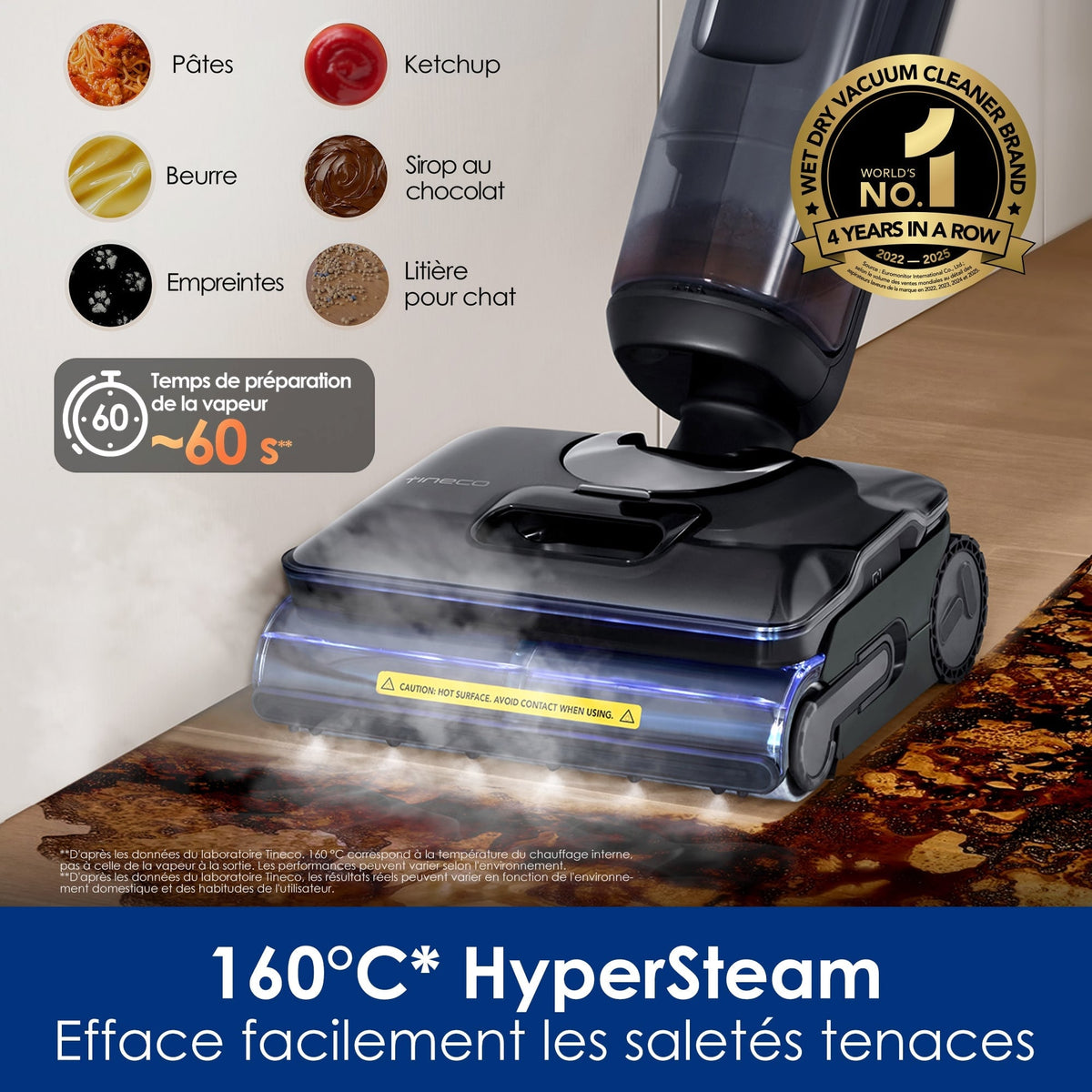 Tineco FLOOR ONE S7 Stretch Steam Aspirateur Balai Vapeur Sans Fil Tout-en-Un